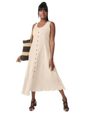 Jessica London Button Down Gauze Dress - Natural
