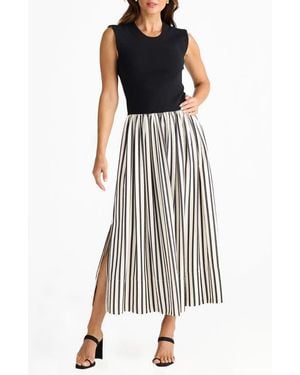 Brave+True Daphne Sleeveless Mixed Media Dress - White