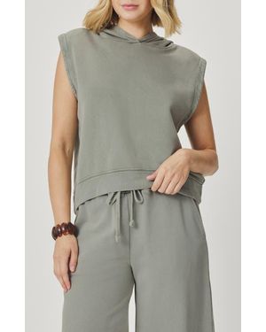 Splendid Greta Terry Sleeveless Hoodie - Green