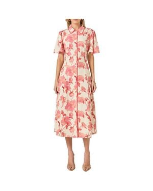 English Factory Print Midi Shirtdress - Pink