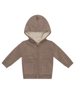 Bebe Bella Knitted Hooded Jacket With Patch Pockets - Brown