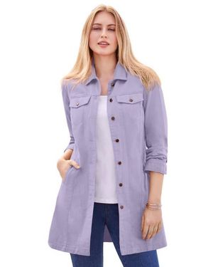 Jessica London Long Denim Jacket - Purple