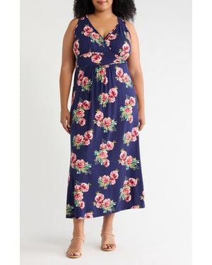 Loveappella Empire Waist Maxi Dress - Blue