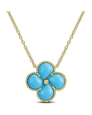 Julianna B Created-Gemstone & Diamond Accent Clover Necklace - Blue