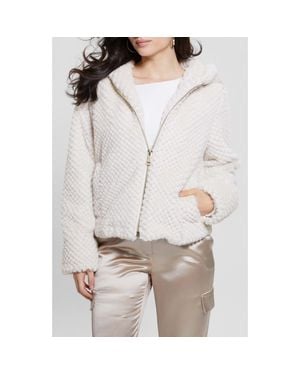 Guess Theoline Faux Fur Hooded Jacket - Gray