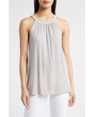 Loveappella Tile Print Knit Tank - White