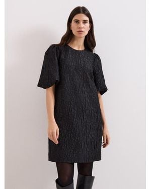 Phase Eight Jacquard Round Neck Mini Dress - Black