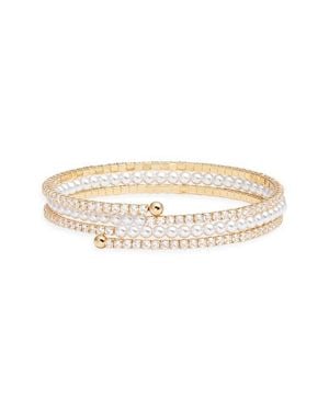 Nordstrom Faux Pearl & Cubic Zirconia Coil Wrap Bracelet - White