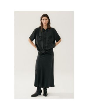 SILK LAUNDRY Long Bias Cut Skirt - Black