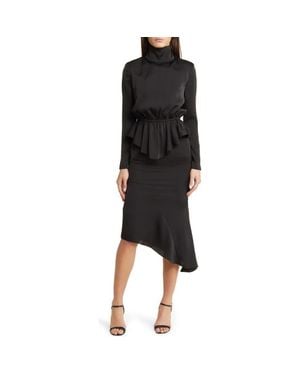 NIKKI LUND Roxy Long Sleeve Top & Asymmetric Hem Skirt - Black