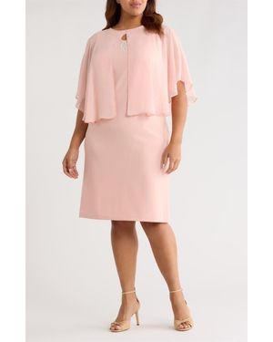 Connected Apparel Cape Midi Dress - Pink