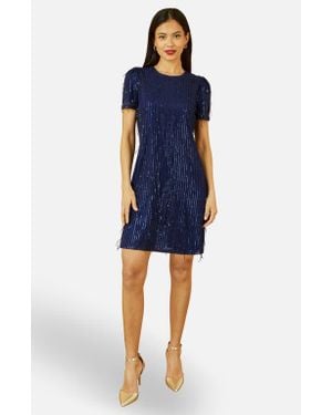 Yumi' Dripping Sequin Tunic Dress - Blue