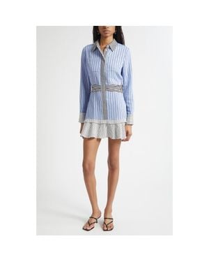 Ramy Brook Solana Long Sleeve Stripe Minidress - Blue