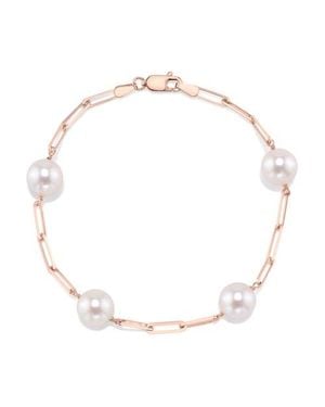 The Pearl Source 14K 8.5-9.0Mm Japanese Akoya Pearl & Chain Link Bracelet - Metallic