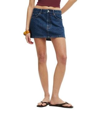 Cotton On Low Rise Denim Miniskirt - Blue