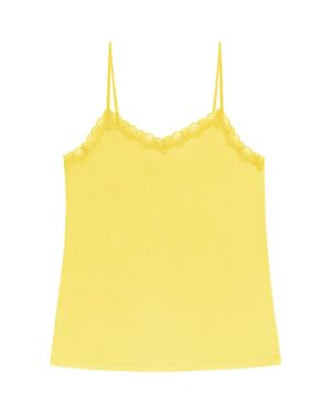 Uwila Warrior Soft Silk Lace Trim Camisole - Yellow