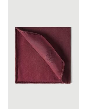 Brunello Cucinelli Silk Pocket Square With Printed Logo - Red