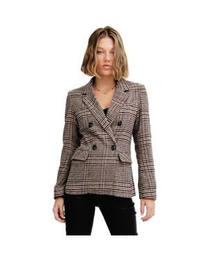 Belle & Bloom Piccadilly Wool Blend Plaid Blazer - Gray