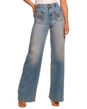 Ramy Brook Heidi Patch Pocket High Waist Wide Leg Jeans - Blue