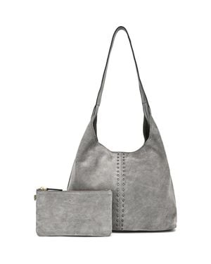 Old Trend Hydrangea Genuine Leather Suede Classic Hobo Bag - Gray
