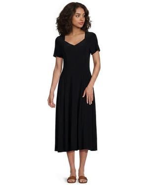 Lands' End Silky Knit Sweetheart Midi Dress - Black