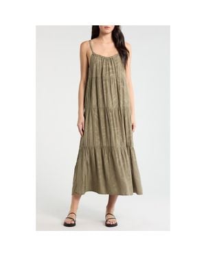 Splendid Maven Leaf Print Maxi Dress - Green