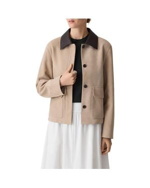 Theory Boxy Suede & Leather Jacket - Brown