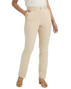 Jessica London Stretch Cotton Chino Straight Leg Pant - Natural