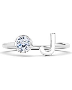 HauteCarat Lab Grown Diamond Letter Ring - Blue