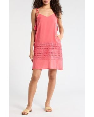 Elan Crochet Trim Cover-Up Dress - Pink