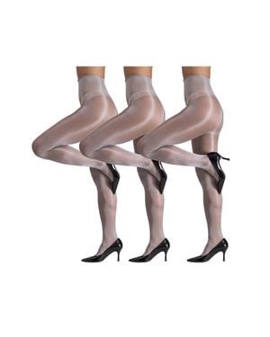 LECHERY 5-Pack Glossy Semi-Opaque Bold Color Tights - Gray