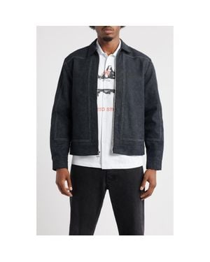 Saint Studio Alcamo Contrast Stitch Cotton Zip-Up Jacket - Black