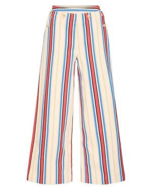 Ichi Iherina Pleated Stripe High Waist Pants - White
