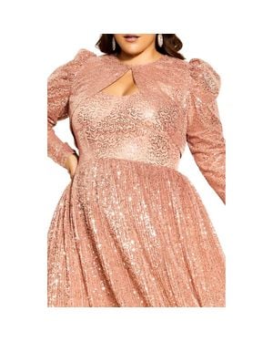 City Chic The Camila Sequin & Satin Bolero - Brown