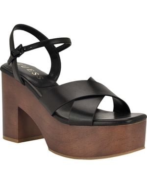 Guess Qeelin Ankle Strap Platform Sandal - Black