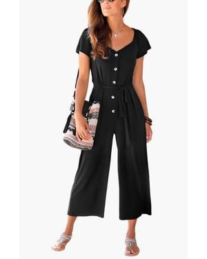 Lascana Button Detail Jumpsuit - Black