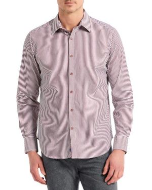 Robert Graham Greenwich Stripe Stretch Button-Up Shirt - Red