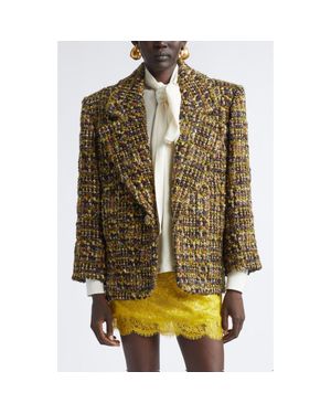 Saint Laurent Wool Blend Tweed Jacket - Brown