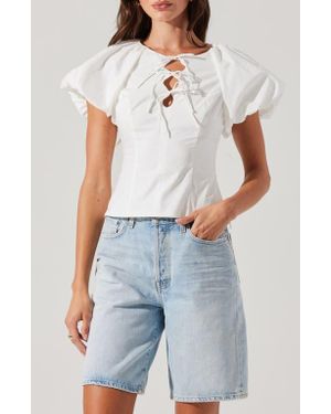 Astr Aine Tie Detail Cotton Top - Blue