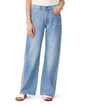 Habitual Side Eyelet Wide Leg Jeans - Blue
