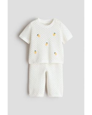 H&M 2-Piece Pointelle-Knit Cotton Set - White