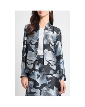 Ming Wang Heritage Fit Floral Jacquard Jacket - Gray