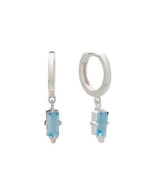 Murkani Huggies With Hanging Topaz Baguette - Blue