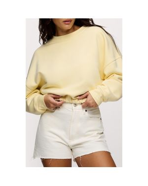 nuuds Cinch Waist Fleece Sweatshirt - Natural
