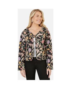 Yumi' Reversible Floral Quilted Jacket - Black