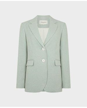 Really Wild Clothing Egerton Cotton Silk Blend Houndstooth Jacket - Green