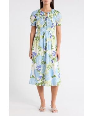 Sugarlips Tamry Smocked Midi Dress - Blue