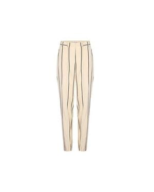 Pcfg Silk & Linen Blend Free Heaven Kutnia Striped Two Zipped Pant - White