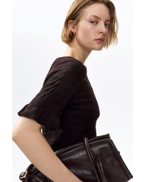 H&M Textured-Knit Top - Black