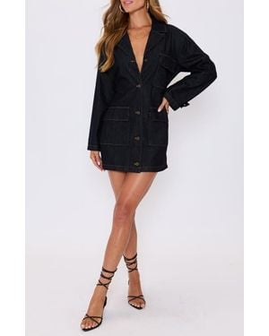 Vici Collection Canyon Long Sleeve Denim Minidress - Black